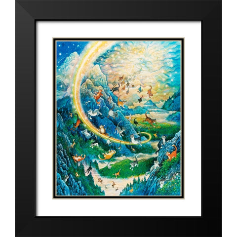 Rainbow Cat Creation Black Modern Wood Framed Art Print with Double Matting by Bell, Bill