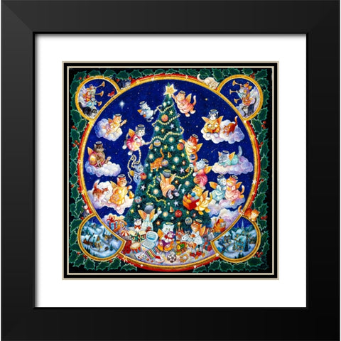 Angel Cats Black Modern Wood Framed Art Print with Double Matting by Bell, Bill