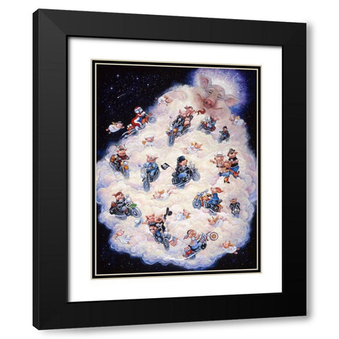 Hog Heaven Black Modern Wood Framed Art Print with Double Matting by Bell, Bill