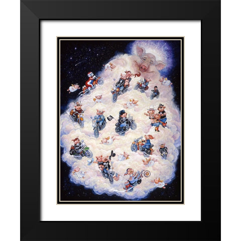 Hog Heaven Black Modern Wood Framed Art Print with Double Matting by Bell, Bill