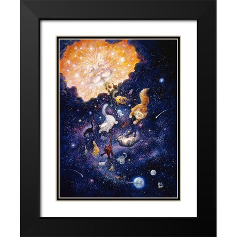 And God Created Cats Black Modern Wood Framed Art Print with Double Matting by Bell, Bill