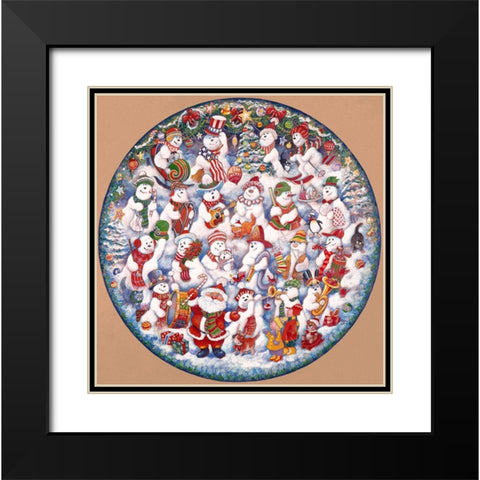 Santa And The Snowfolks (Pc) Black Modern Wood Framed Art Print with Double Matting by Bell, Bill