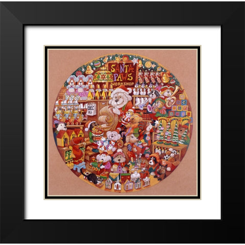 Santa Paws Workshop 2 (Pc) Black Modern Wood Framed Art Print with Double Matting by Bell, Bill
