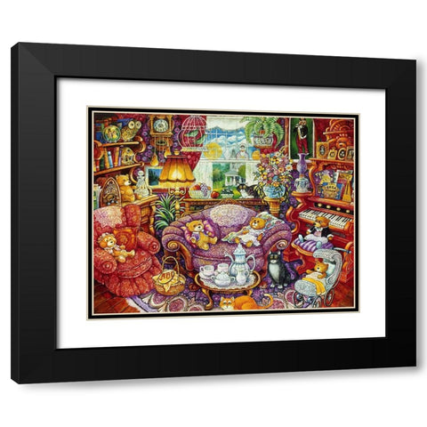 Teatime For Teddy Black Modern Wood Framed Art Print with Double Matting by Bell, Bill