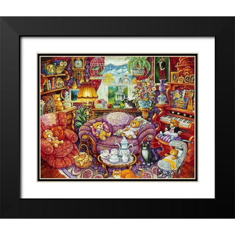 Teatime For Teddy Black Modern Wood Framed Art Print with Double Matting by Bell, Bill