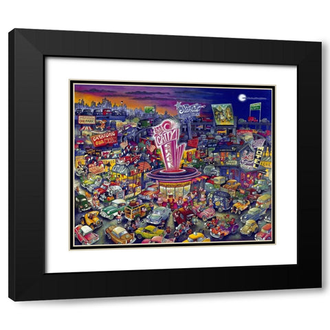 Cool Cats Black Modern Wood Framed Art Print with Double Matting by Bell, Bill