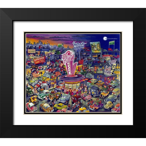 Cool Cats Black Modern Wood Framed Art Print with Double Matting by Bell, Bill