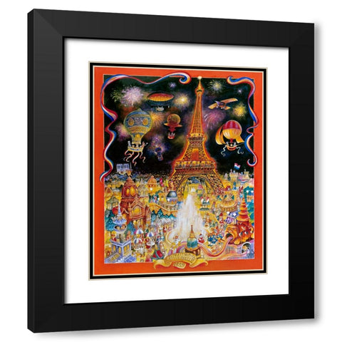 Les Chats Black Modern Wood Framed Art Print with Double Matting by Bell, Bill