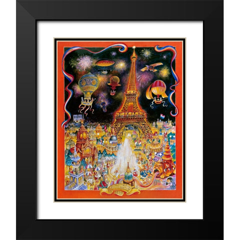 Les Chats Black Modern Wood Framed Art Print with Double Matting by Bell, Bill