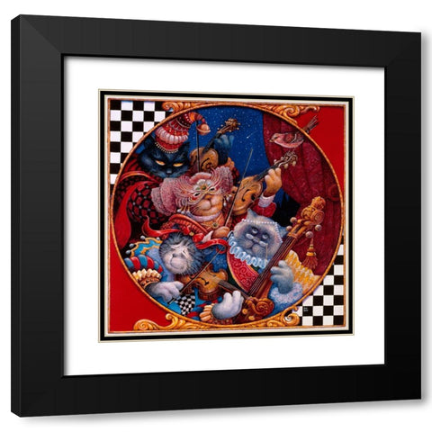 Quartet Black Modern Wood Framed Art Print with Double Matting by Bell, Bill