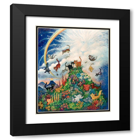 Heavenly Cats Black Modern Wood Framed Art Print with Double Matting by Bell, Bill