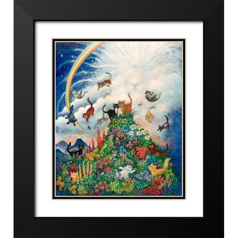 Heavenly Cats Black Modern Wood Framed Art Print with Double Matting by Bell, Bill
