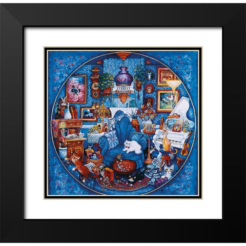 More Blue Room Cats Black Modern Wood Framed Art Print with Double Matting by Bell, Bill