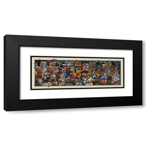 Mo Mutts Sports Bar Black Modern Wood Framed Art Print with Double Matting by Bell, Bill