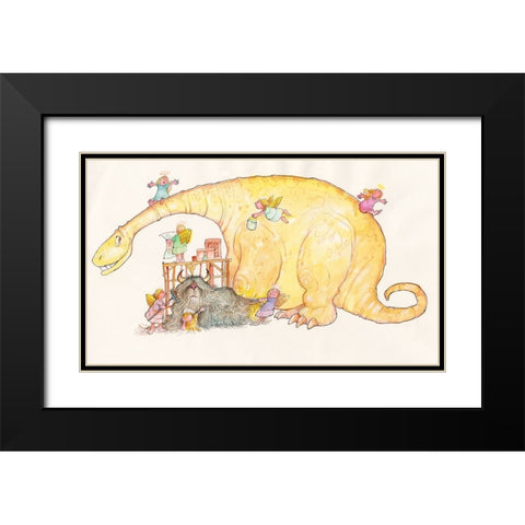 Dinosaur Black Modern Wood Framed Art Print with Double Matting by Bell, Bill