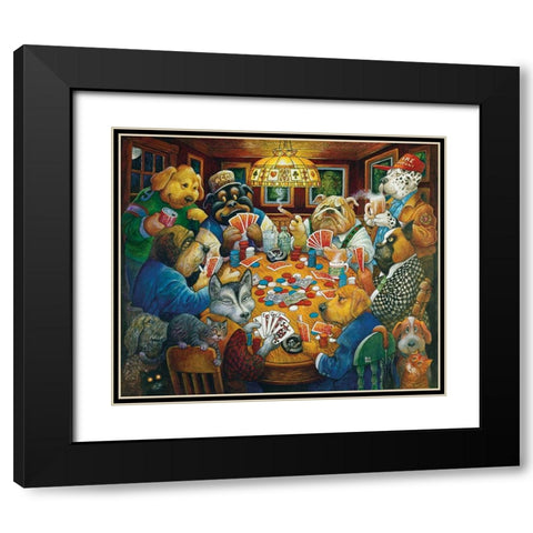 The Poker Club Black Modern Wood Framed Art Print with Double Matting by Bell, Bill