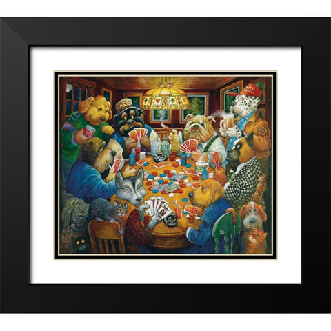 The Poker Club Black Modern Wood Framed Art Print with Double Matting by Bell, Bill