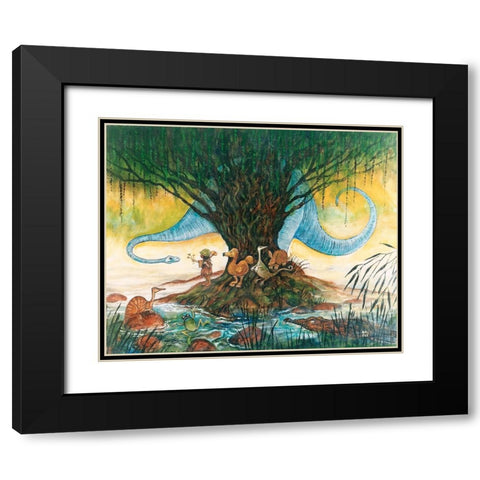 The Blue Brontosaurus Black Modern Wood Framed Art Print with Double Matting by Bell, Bill