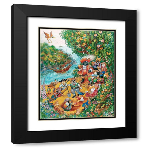 Black Dogs Treasure Island Black Modern Wood Framed Art Print with Double Matting by Bell, Bill