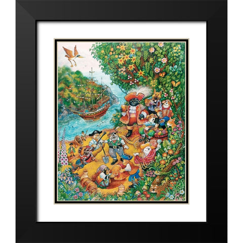 Black Dogs Treasure Island Black Modern Wood Framed Art Print with Double Matting by Bell, Bill