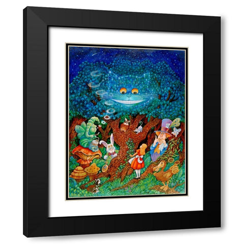 Alice And The Cheshire Cat Black Modern Wood Framed Art Print with Double Matting by Bell, Bill