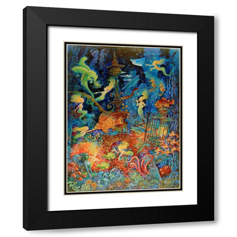 Mermaids Of Atlantis Black Modern Wood Framed Art Print with Double Matting by Bell, Bill