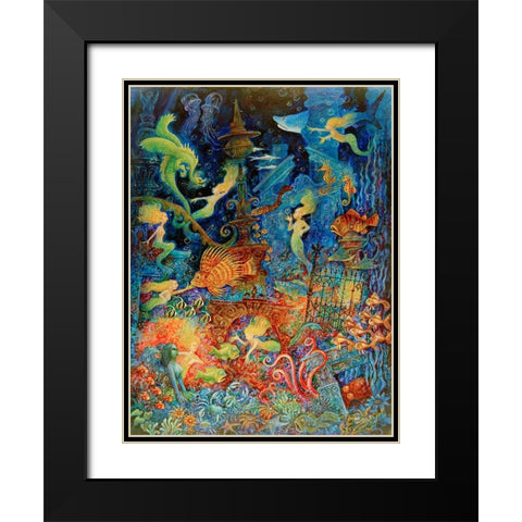 Mermaids Of Atlantis Black Modern Wood Framed Art Print with Double Matting by Bell, Bill