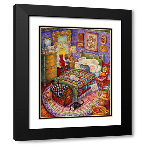 More Bedroom Cats Black Modern Wood Framed Art Print with Double Matting by Bell, Bill