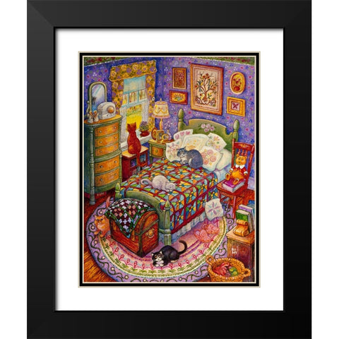More Bedroom Cats Black Modern Wood Framed Art Print with Double Matting by Bell, Bill