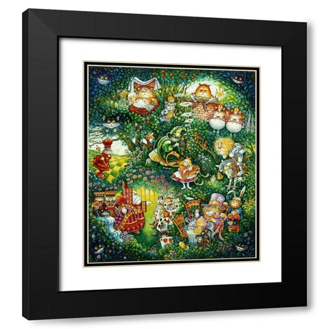 Alice In Pussycat Land Black Modern Wood Framed Art Print with Double Matting by Bell, Bill