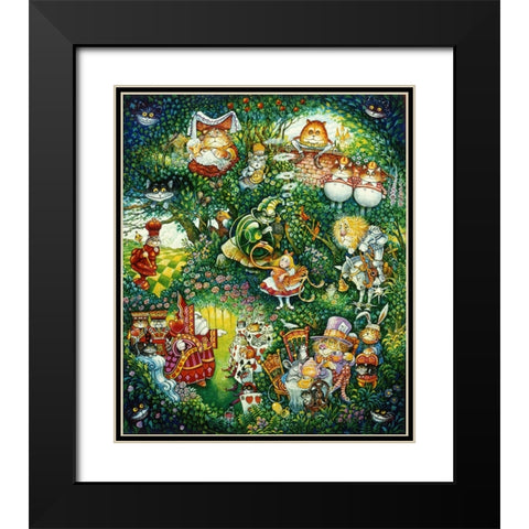 Alice In Pussycat Land Black Modern Wood Framed Art Print with Double Matting by Bell, Bill