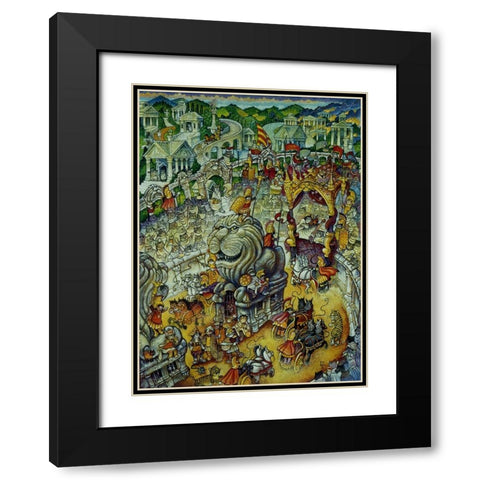 Roman Cats Black Modern Wood Framed Art Print with Double Matting by Bell, Bill