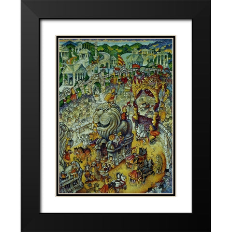 Roman Cats Black Modern Wood Framed Art Print with Double Matting by Bell, Bill