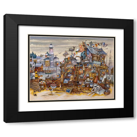 Captains Treasure Black Modern Wood Framed Art Print with Double Matting by Bell, Bill