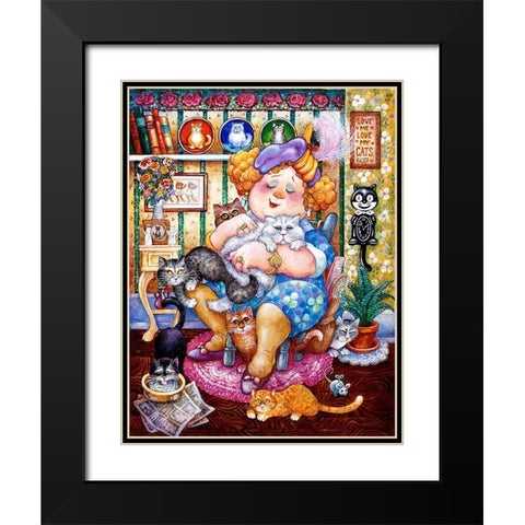 The Lady Who Loves Cats Black Modern Wood Framed Art Print with Double Matting by Bell, Bill
