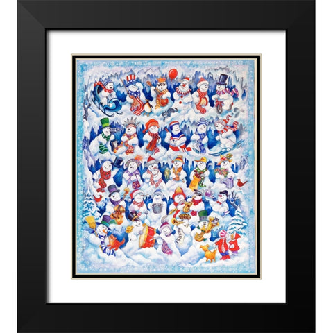 Snowfolks Black Modern Wood Framed Art Print with Double Matting by Bell, Bill