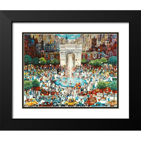 Washington Square Black Modern Wood Framed Art Print with Double Matting by Bell, Bill