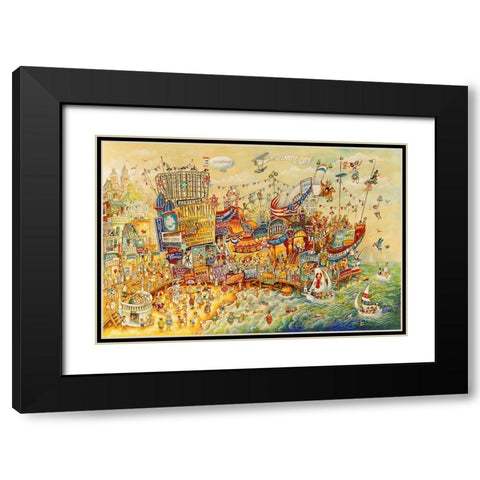 Steel Pier Memories Black Modern Wood Framed Art Print with Double Matting by Bell, Bill