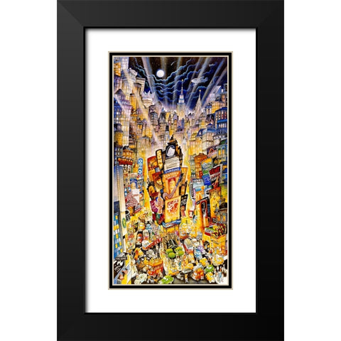 Showtime On Broadway Black Modern Wood Framed Art Print with Double Matting by Bell, Bill