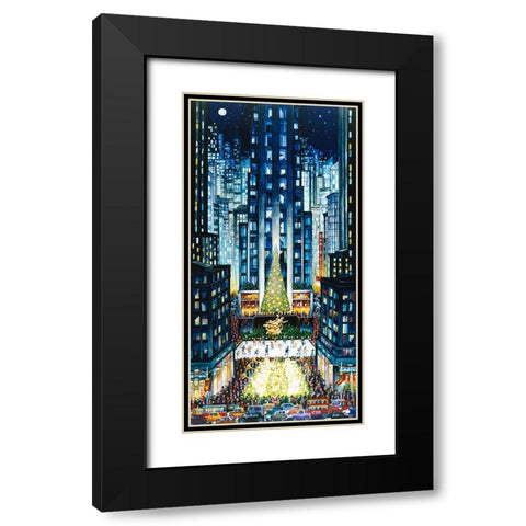 Rockefeller Christmas Black Modern Wood Framed Art Print with Double Matting by Bell, Bill
