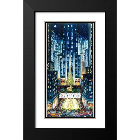Rockefeller Christmas Black Modern Wood Framed Art Print with Double Matting by Bell, Bill