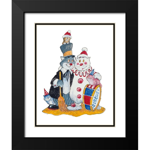 Carnival Cats Black Modern Wood Framed Art Print with Double Matting by Bell, Bill