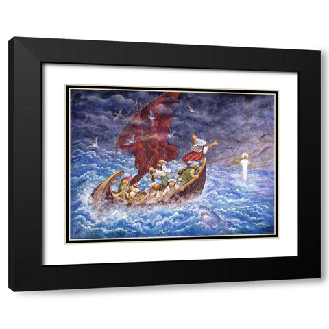 Calming Sea Black Modern Wood Framed Art Print with Double Matting by Bell, Bill