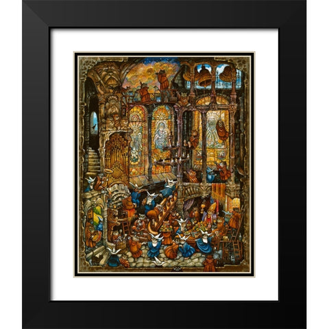 Holy Cats 2 W/ Nuns Black Modern Wood Framed Art Print with Double Matting by Bell, Bill