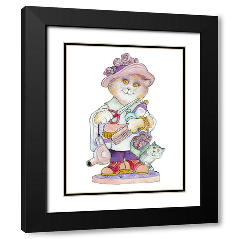 Clipper Cat Black Modern Wood Framed Art Print with Double Matting by Bell, Bill