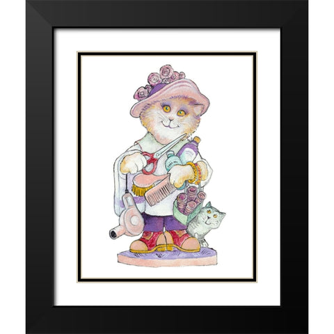 Clipper Cat Black Modern Wood Framed Art Print with Double Matting by Bell, Bill