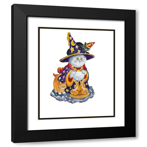 Witch Cat Black Modern Wood Framed Art Print with Double Matting by Bell, Bill