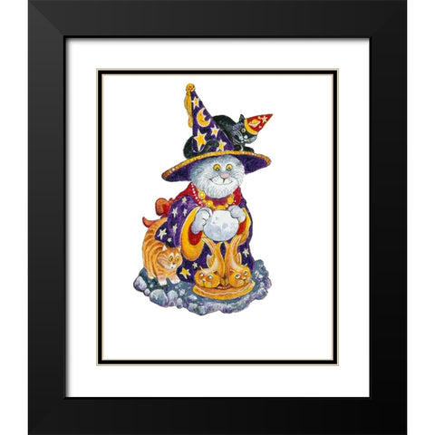 Witch Cat Black Modern Wood Framed Art Print with Double Matting by Bell, Bill