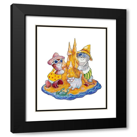 Taking Baby For A Walk Black Modern Wood Framed Art Print with Double Matting by Bell, Bill