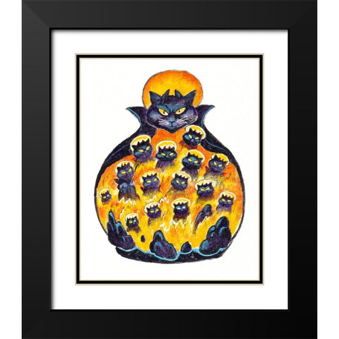 Holloween Cats Black Modern Wood Framed Art Print with Double Matting by Bell, Bill